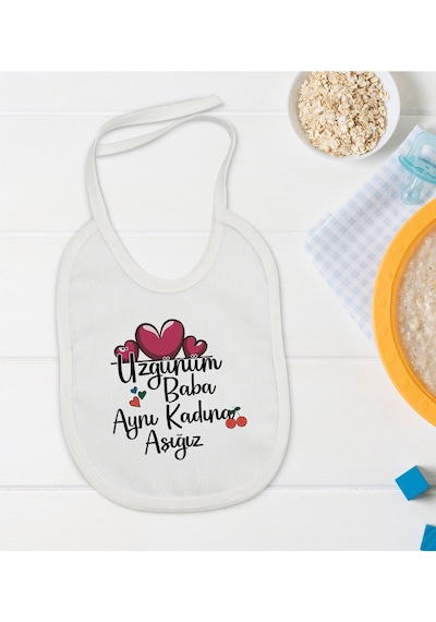 BK Kids Aynı Kadına Aşığız Tasarımlı Bebek Mama Önlüğü - Model 2