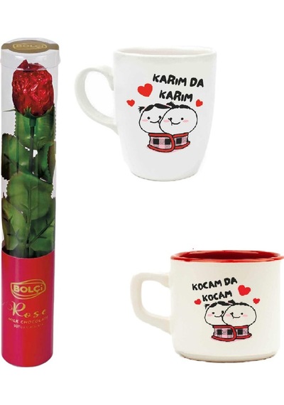 Âlâ Yenilebilir Gül Çikolata Set Karı-koca