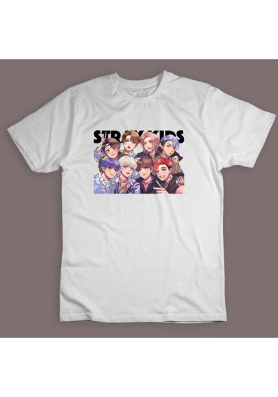 Stoned&Fame Stray Kids K-pop Müzik Grubu Baskılı Unisex %100 Pamuk Beyaz T-shirt Beyaz