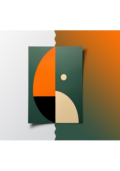 Çerçevesiz Poster, Dijital Baskı Geometrik Soyut Yarım Daireler Poster, Çerçeve İçi Poster,minimal