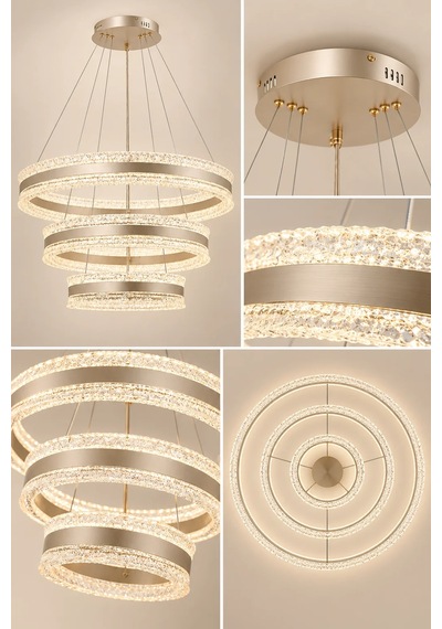 Modern Premium Ledli Sarkıt Avize Gold 3 Renk Işık Ayarlanabilir Lüks Salon Avizesi 448w Beyaz