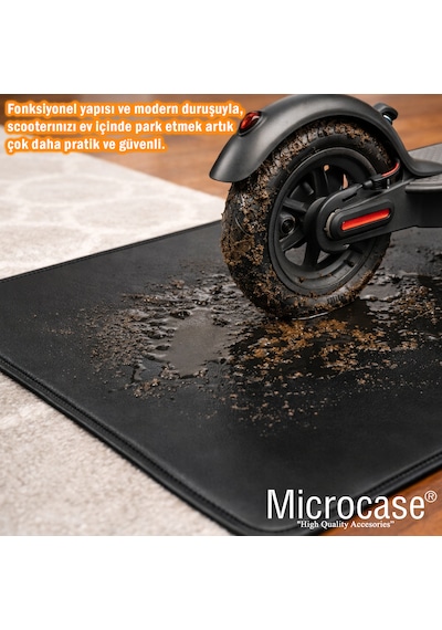 Microcase Elektrikli Scooterlar İçin Ev İçi Park Toz Çamur Zemin Koruyucu Deri Mat 50x140 Al5508 Siyah