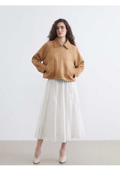 Lcw Vision Bej Oversize Kadın Süet Görünümlü Ceket
