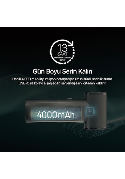 Nitecore Nef01 Premium Şarjlı El Fanı, 5 Kademeli, 4000 Mah, Alüminyum Gövde, 13 Saate Kadar Kullanım Gri