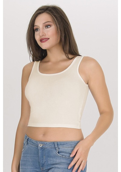 Sensu Kadın Kalın Askılı Ekru Crop Büstiyer - Bst1008 Ekru Ekru
