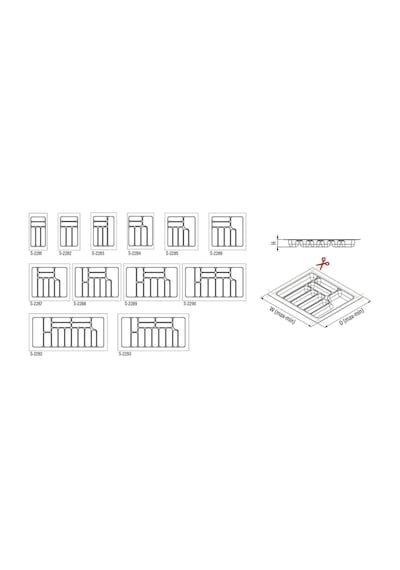 2282 Çekmece Içi Plastik 5 Gözlü Gri Kaşıklık S-2282-g 29 49cm Gri