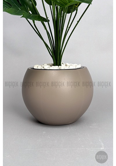 Biçiçek Yapay Monstera Deve Tabani Bi̇tki̇si̇ 65 Cm Mocha Küre Saksıda