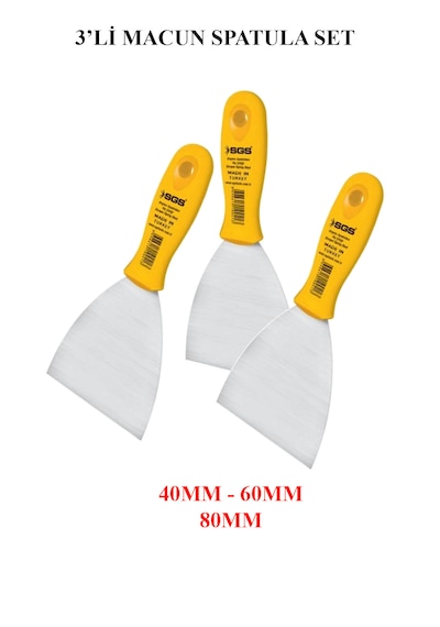 Sgs Profesyonel 3'lü Macun Spatula Set Sarı