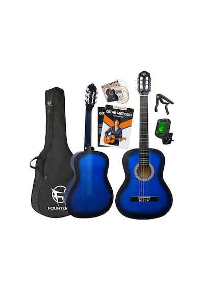 Fourtune Luca C-180BL Mavi Klasik Gitar Seti 4/4 Sap Ayarlı
