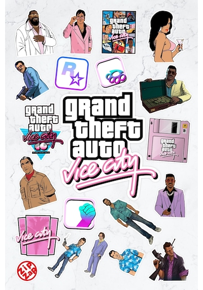 Gta Vice City Video Oyun Sticker Paketi 20 Adet Çok Renkli