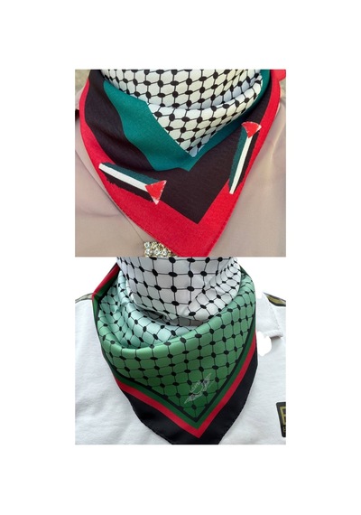 Aldaıyr 2 Adet Filistin Temalı Fular 50x50 Unisex Günlük Kullanıma Uygun Puşi Şal Kefiye Filistin Bayrak Renkli 22