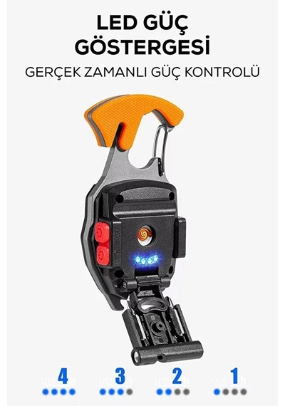 Çok Amaçlı Led Işıklı Anahtarlık Çakmak, Tornavida, Şişe Açacağı, Type-c Şarjlı, Çok Renkli