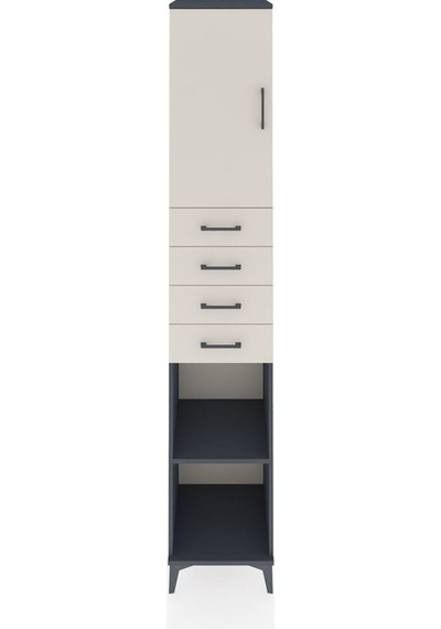 Hyperion Dolap 4 Raflı 4 Çekmeceli Tek Kapaklı 44x44x243 Antrasit-aytaşı Antrasit