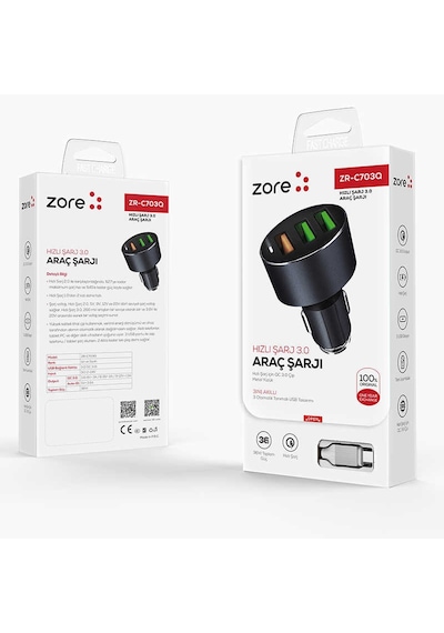 Xemu Zr-c703q Micro 2 İn 1 Araç Şarj Seti - Siyah Siyah