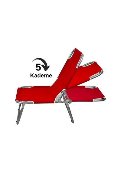 Katlanır Portatif Sandalye Şezlong - Kamp Sandalyesi Kırmızı 1 Kırmızı