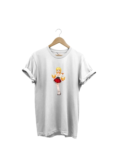 Barmen Kız Baskılı %100 Pamuk Regular Fit Bisiklet Yaka Beyaz T-shirt Beyaz