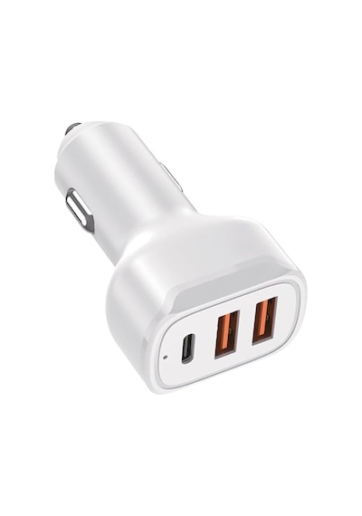 Tr 100w Ultra Hızlı Turbo Araç Şarj Başlığı 2 Usb + 1 Pd Beyaz