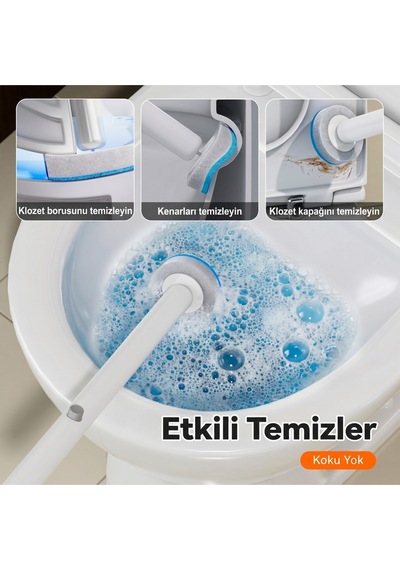 Kartuşlu Tuvalet Fırçası Ve Çöp Kovası Seti 2'si 1 Arada Dokunmatik Kapaklı Hijyenik Wc Banyo Temi Beyaz