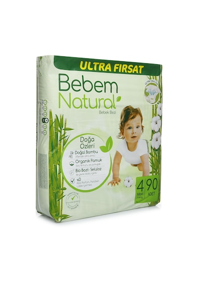 Bebem Natural Bebek Bezi 4 Numara Maxi Ultra Fırsat Paketi 90 Adet