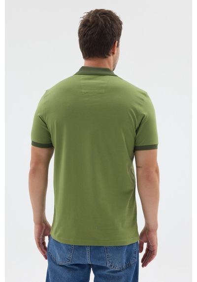 Yeşil Polo Yaka Pike Kısa Kol Slim Fit %100 Pamuk Tişört 1011260171 Fıstık Yeşili