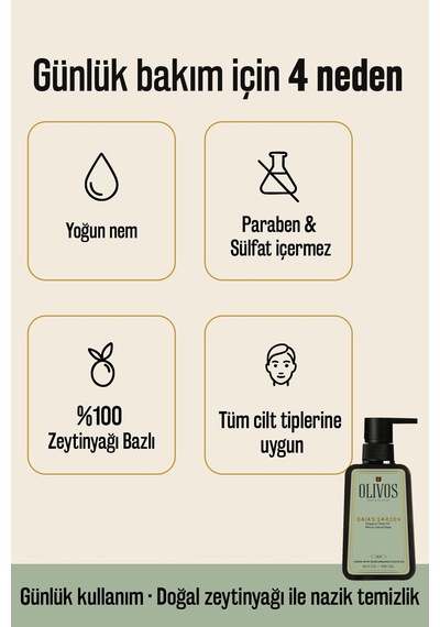 Gaia S Garden Şakayık Bakım Seti Zeytinyağlı Parabensiz Duş Jeli + Sıvı Sabun 1250 Ml