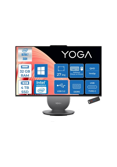 Lenovo Yoga Aıo 27IPH11 27IPH11U7H05 Ultra 7 356H 32 GB 4 TB SSD 27" W11H AIO Masaüstü Bilgisayar Lenovo Yoga Aıo 27IPH11 27IPH11U7H05 Ultra 7 356H 32 GB 4 TB SSD 27" W11H AIO Masaüstü Bilgisayar
