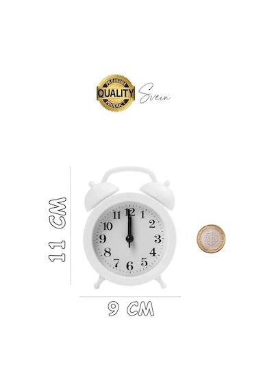 Sessiz Çalışan Yüksek Sesli Alarmlı Retro Tasarım Analog Masaüstü Çanlı Mini Çalar Saat Başucu 11 Cm