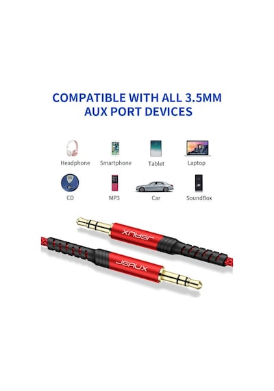 Profesyonel Hifi Stereo Ses Kablo 3,5 Mm To 3.5mm Trs Uzatma Aux Kablosu 1 Adet Cm0004 Uzun 3 Metre Kırmızı