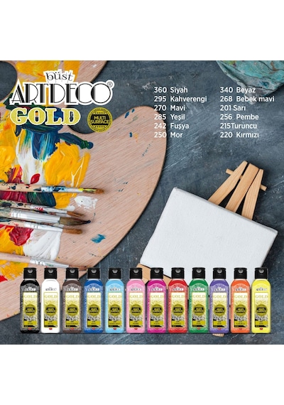 Artdeco Gold 140ml Multi Surface 12'li Tüm Yüzeylere Uygun Akrili Diğer