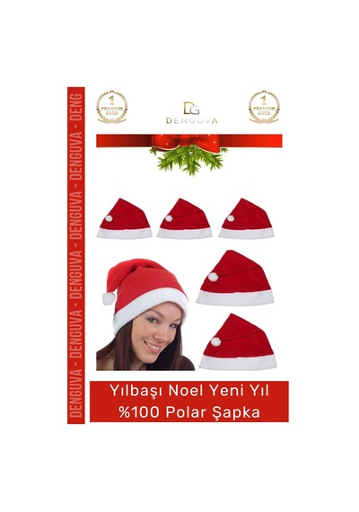 Şapka Kırmızı Yılbaşı Kostüm Aksesuarı Çocuk Yetişkin Şık Noel Baba 100 Polar Şapka 1 Adet