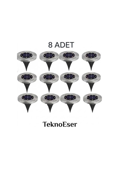 8 Adet 8 Led'li Gömme Solar Güneş Enerjili Zemin Yol Bahçe Aydınlatma Spot Lambası Su Geçirmez Diğer