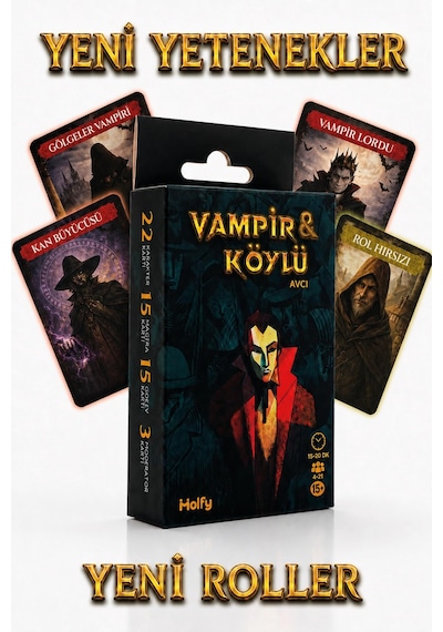 Molfy Vampir Köylü Avcı Kutu Oyunu - Geliştirilmiş Rol Yapma Ve Parti Kart Oyunu, 4-8 Oyuncu, 13+ Yaş, Aile Ve Arkadaş Grubu Eğlence Seti, Ev Partisi İçin Strateji Ve Hediye Kartları
