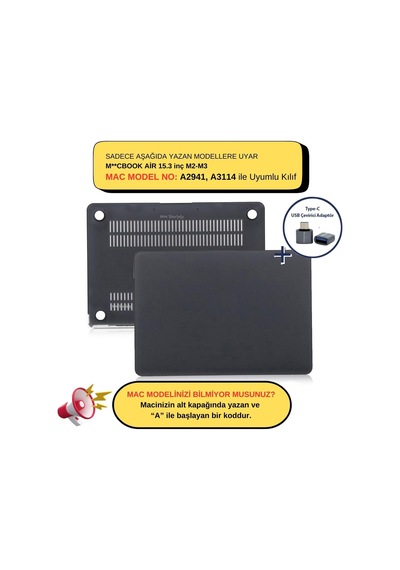 Macbook Air 15.3 İnç Kılıf A2941 M2 A3114 M3 A3241 M4 A3448 M5 Uyumlu Mat Hard Case Şeffaf Tpu Sert Kapak İnce Hafif Çizik Darbe Koruyucu Siyah Belirtilmemiş Macbook Air 15.3 İnç Kılıf A2941 M2 A3114 M3 A3241 M4 A3448 M5 Uyumlu Mat Hard Case Şeffaf Tpu Sert Kapak İnce Hafif Çizik Darbe Koruyucu Siyah Belirtilmemiş
