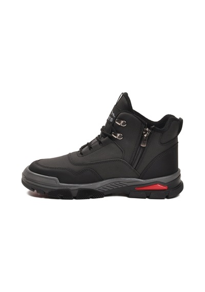 Siyah Kırmızı Kaymaz Taban Fermuarlı Unisex Outdoor Bot 444 G Siyah-kırmızı