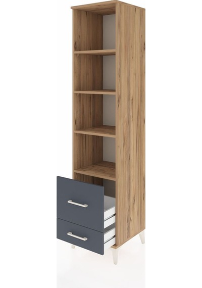 Hyperion Dolap 4 Raflı 2 Çekmeceli 44x44x195 Çam-antrasit Atlas Çam