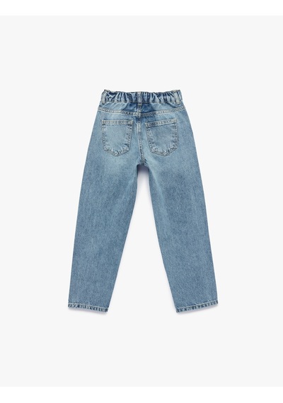 Koton Beli Lastikli Düğmeli Rahat Kesim Denim Pantolon Lıght Indıgo 6skb40008td Açık Mavi Koton Beli Lastikli Düğmeli Rahat Kesim Denim Pantolon Lıght Indıgo 6skb40008td Açık Mavi