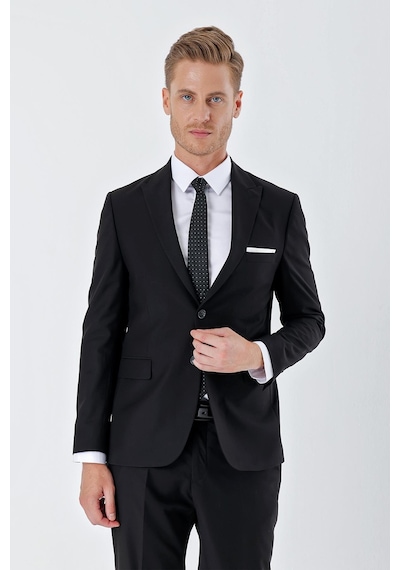 İmza Siyah Gabardin Kırlangıç Yaka 6 Drop Slim Fit Dar Kesim Basic Takım Elbise 1001240011-siyah Siyah