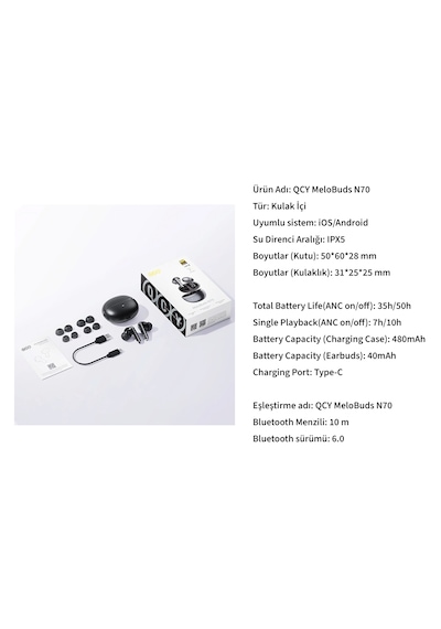 Qcy Melobuds N70 Bluetooth 6.0 Kulak İçi Kulaklık