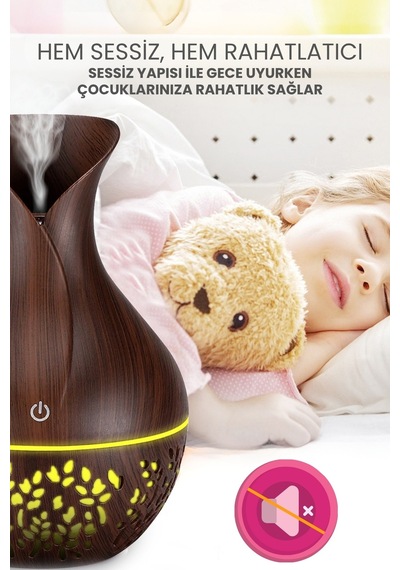 Hava Nemlendirici Buhar Makinesi Oda Kokusu Aroması Rgb Ledli Gece Lambası 150ml Humidifier