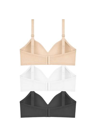 Cottonill Bra - Celina Balensiz Kaplı Minimizer Büyük Beden Kadın Sütyen 3'lü Paket-2 Çok Renkli