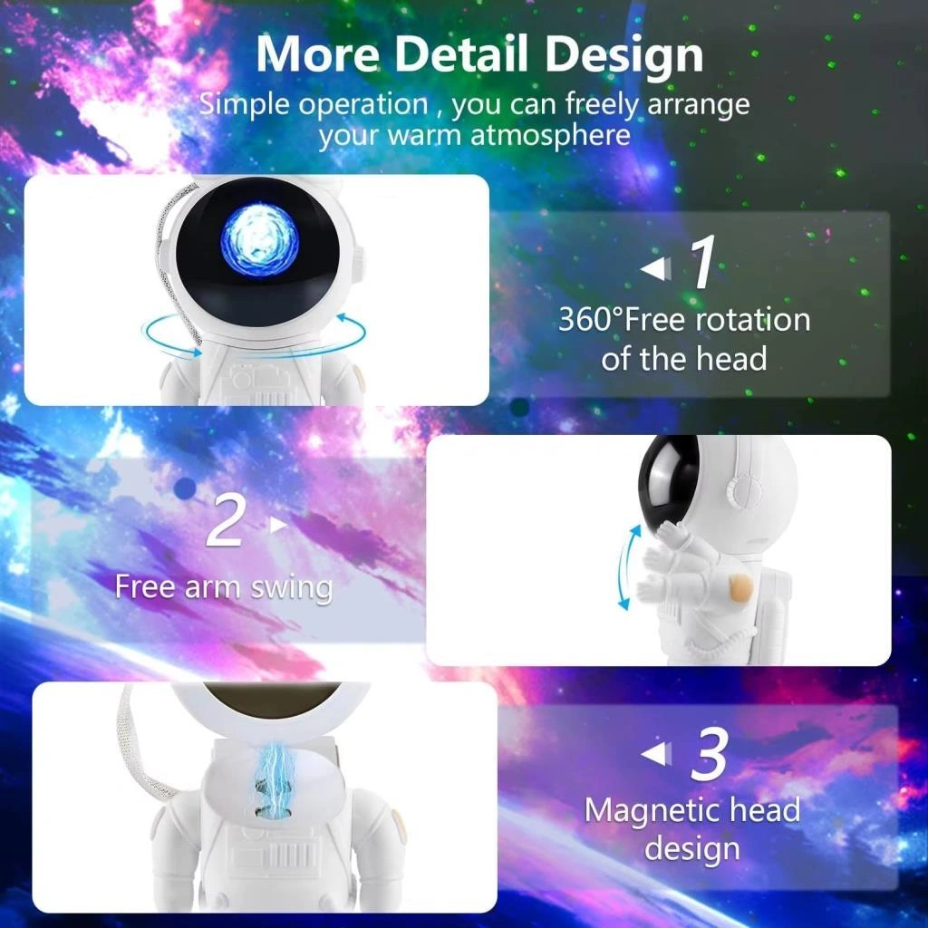 Rose Sp-608 Astronot Görünümlü Müzikli Ve Işıklı Kumandalı Bluetooth Gece Lambası