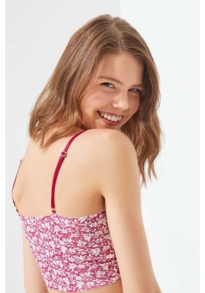Cottonhill Pembe Çiçek Desenli Ayarlanabilir Askılı Lazer Kesim Kadın Crop Büstiyer Dsn16 Cottonhill Pembe Çiçek Desenli Ayarlanabilir Askılı Lazer Kesim Kadın Crop Büstiyer Dsn16