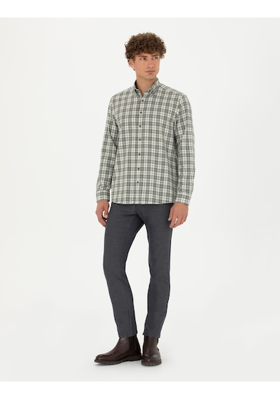 Pierre Cardin Erkek Haki Desenli Gömlek 50274599-vr027 Haki