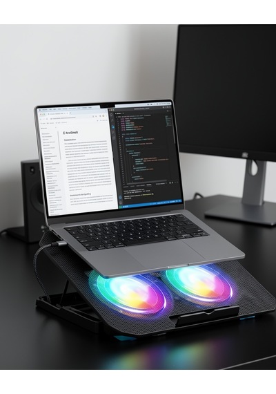 Laptop Soğutucu Stand İki Fanlı Rgb Aydınlatmalı Uczzzn33bilgisayarfanı-2