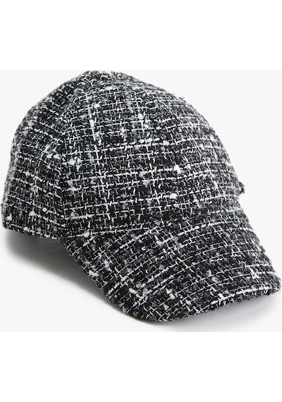 Koton Tüvit Kışlık Şapka Cap Model- Şahika Ercümen X Koton Siyah Ekose 4wak40128aa 4WAK40128AA9C9 Siyah
