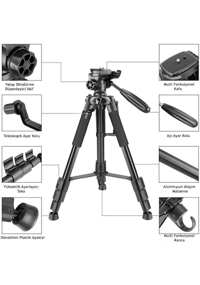 Neepho Profesyonel 175 CM DSLR ve Cep Telefon Tripod + Bluetooth Kumanda
