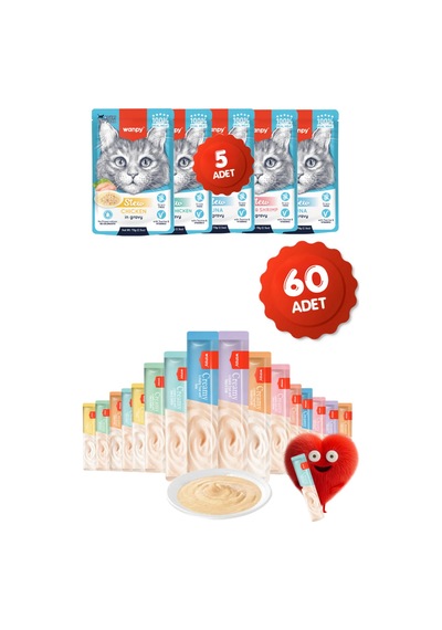 Krema Kedi Ödül Maması 60 Adet 14gr 5 Adet Pouch Yaş Mama 70gr Hediyeli