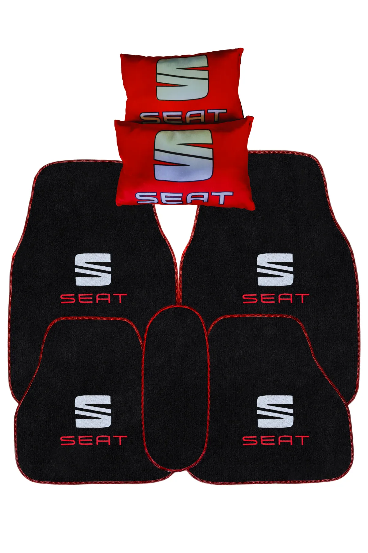 Seat Uyumlu 5 Li Oto Halı Paspas & Dijital Baskılı Araç Yastık & Çok Parçalı Oto Aksesuar Seti