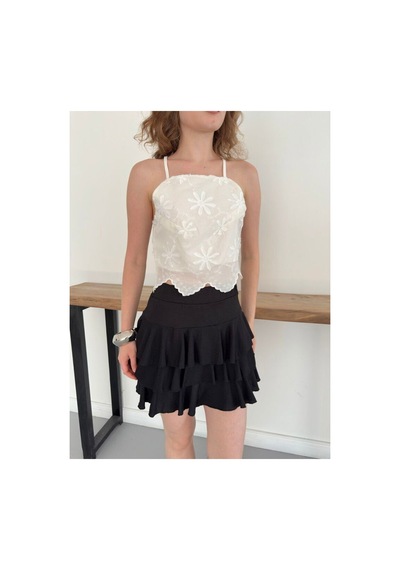 Verymoda Çiçek Motifli Askılı Bluz D3122 Taş