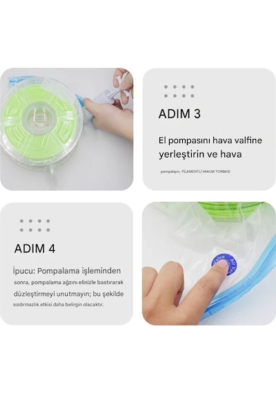 Filament Saklama Poşeti 300x340mm Vakumlu 5 Li Set 3d Yazıcı Filament Koruma